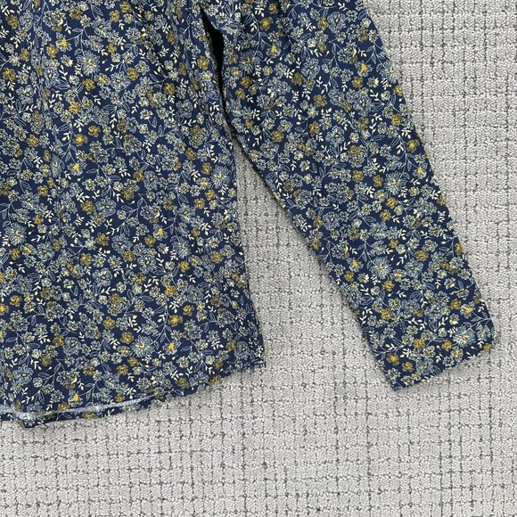 Jogal Shirt Mens Size Medium Navy Yellow Long Sleeve Button Down Floral Cotton - Picture 4 of 10